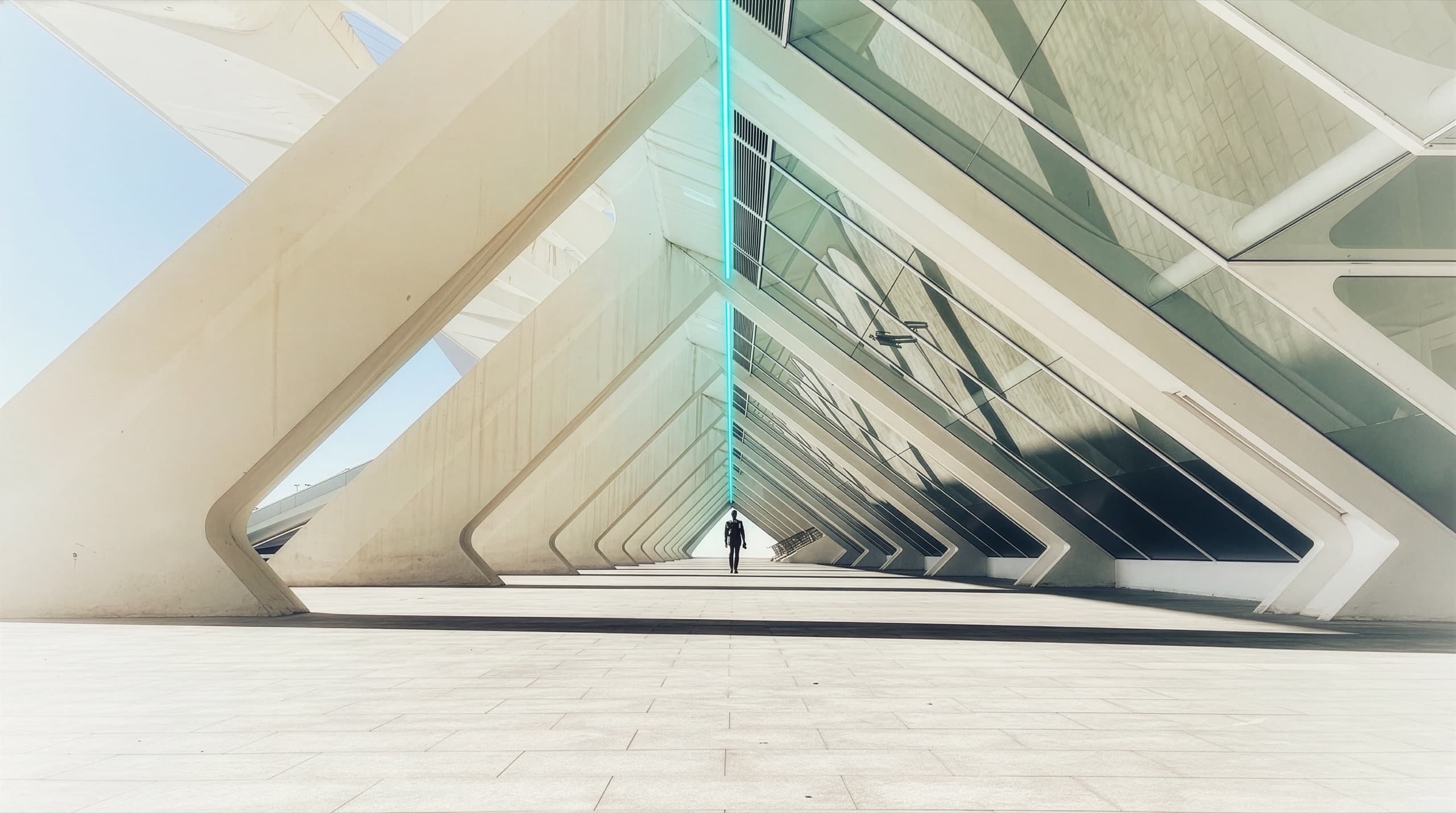 Modern architectural structure — light through a tunnel form